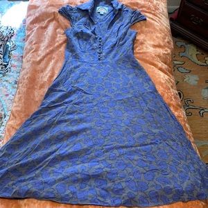 Ruby Belle ModCloth Blue And Gray Dress Size 4